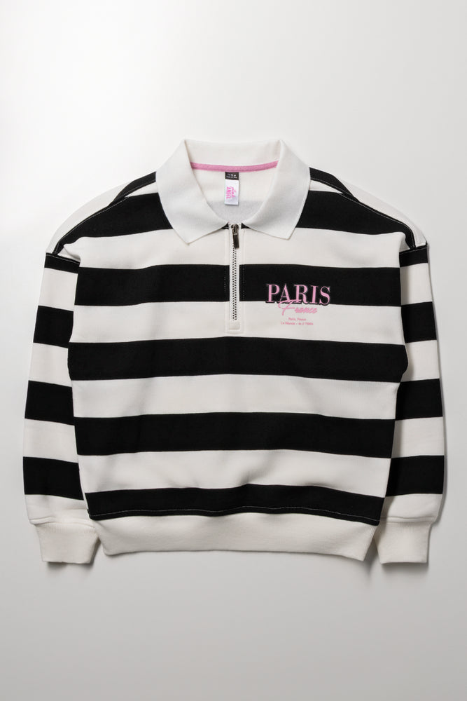 Paris Stripe Tracktop Black And White