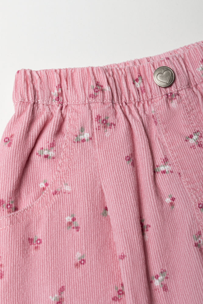 Ditsy Print Corduroy Pants Pink (1)