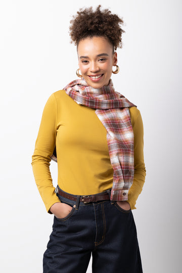 Long Sleeve Crew Neck Top Ochre