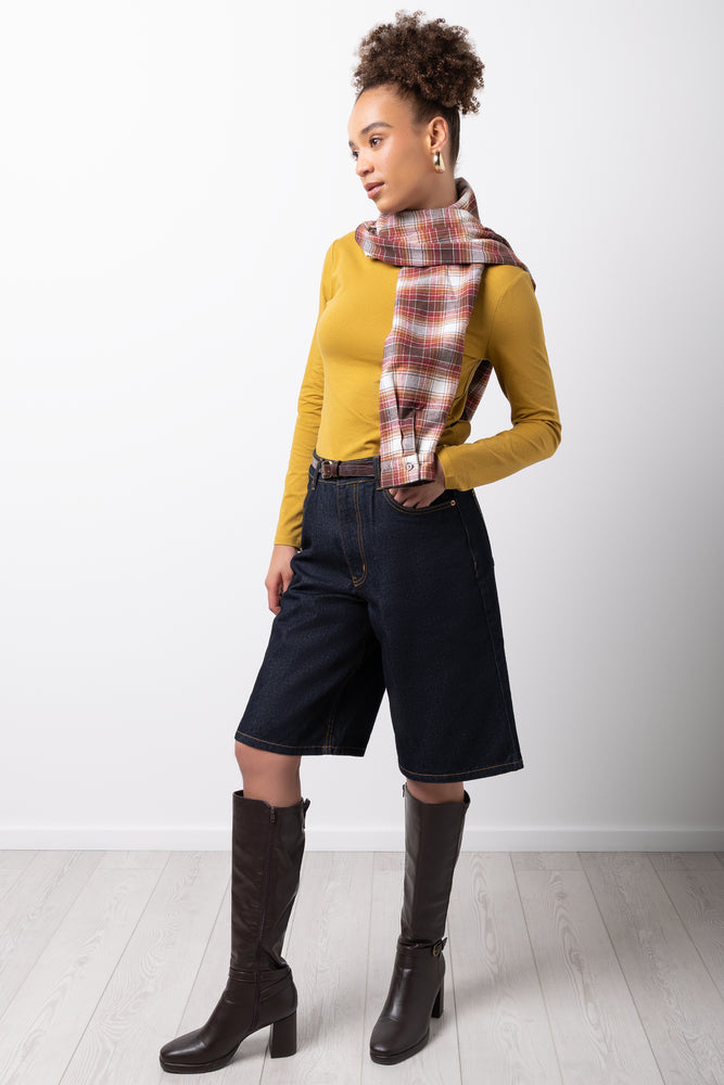 Long Sleeve Crew Neck Top Ochre (1)