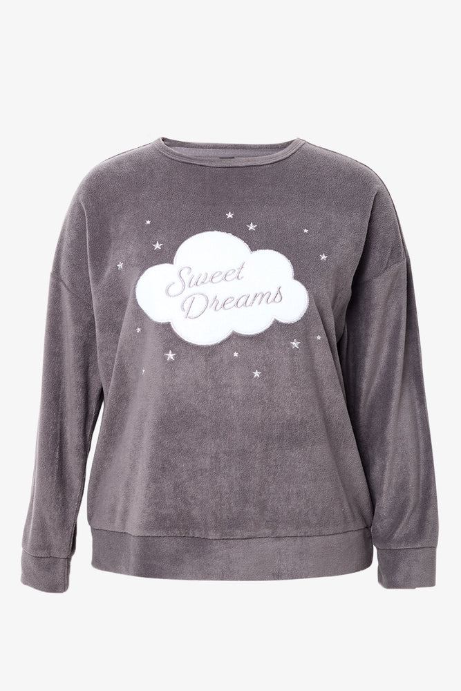 Sweet Dreams Fleece Pyjamas Charcoal (1)