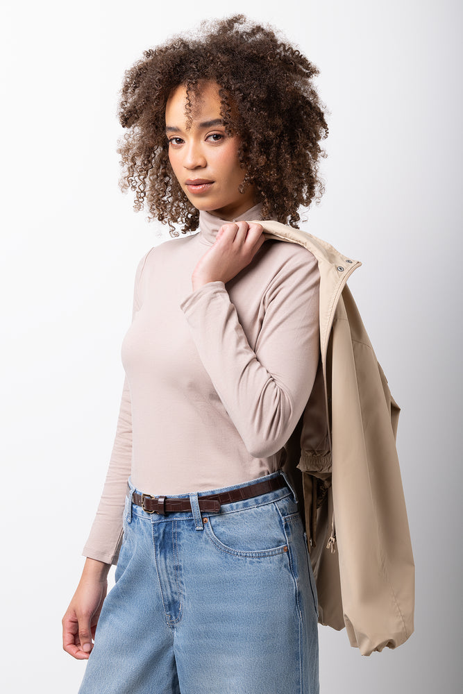 Long Sleeve Poloneck Natural