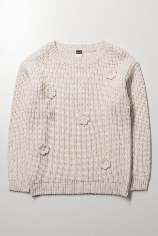 Jumper with 3D Flowers Cream