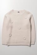 Jumper with 3D Flowers Cream