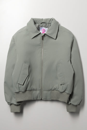 Collar Bomber Jacket Green