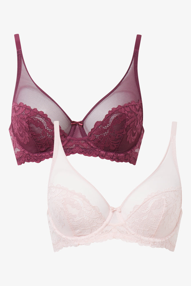 2 Pack Lace Balconette Bras
