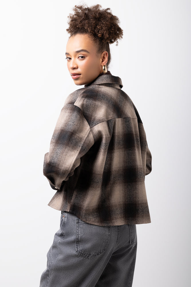 Check Long Sleeve Melton Shirt Dark Grey (2)