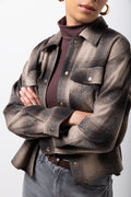 Check Long Sleeve Melton Shirt Dark Grey (3)