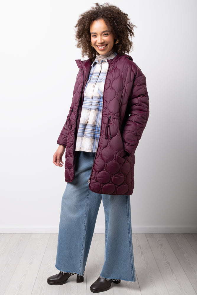 Longer Length Puffer Jacket Burgundy (1)