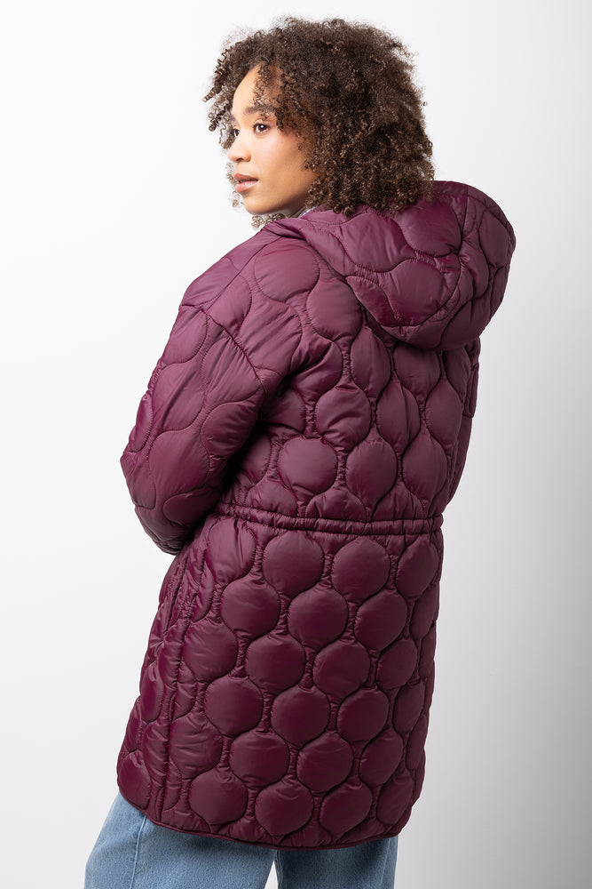 Longer Length Puffer Jacket Burgundy (2)