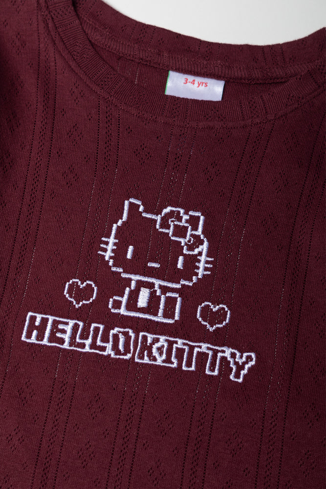 Burgundy Hello Kitty Long Sleeve Top (1)