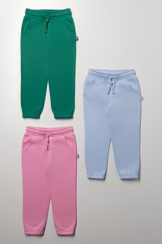 3 Pack Trackpants Green, Pink And Grey
