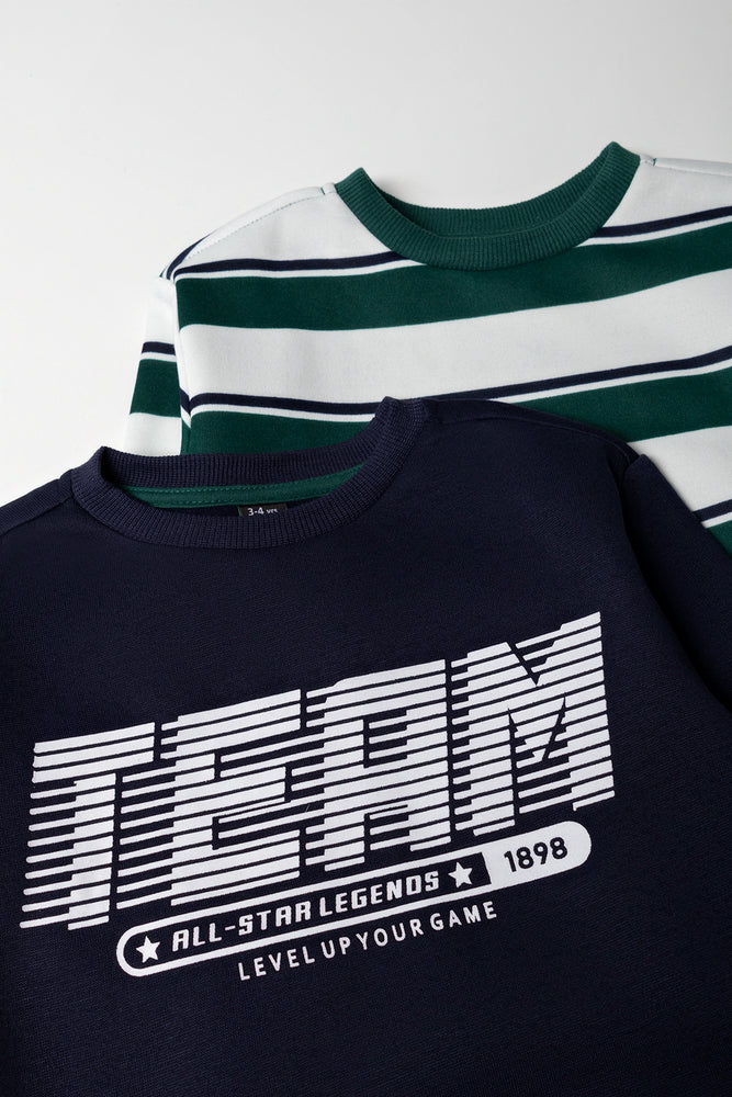 2 Pack Crew neck Tracktops Navy & Green (1)