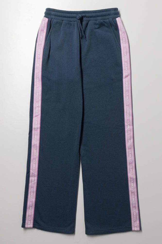Side Tape Wide Leg Trackpants Blue