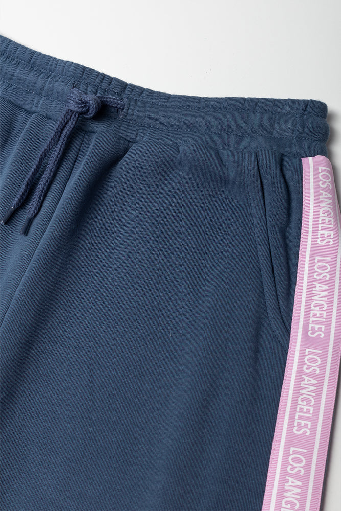 Side Tape Wide Leg Trackpants Blue (1)