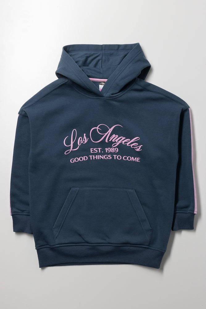 Hoodie With Tape Blue