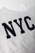 Grey Oversized NYC Off Shoulder Top (1)