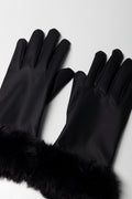 Suede Gloves With Fur Black (1)