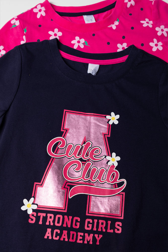 2 Pack Short Sleeve T-Shirts Navy And Pink (1)