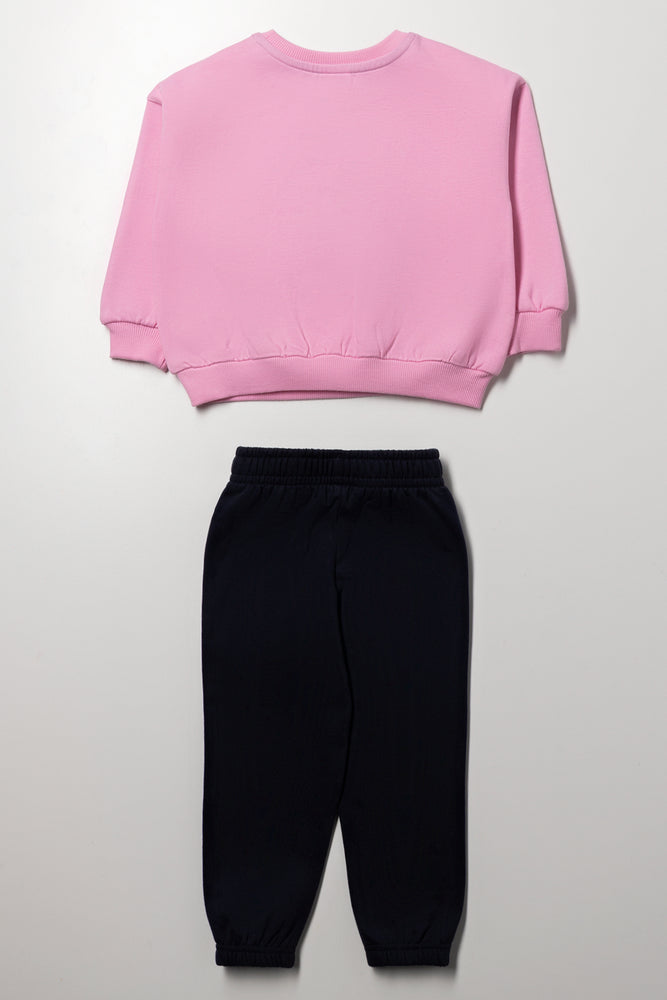 Bloom Flower Tracksuit Pink And Navy (2)