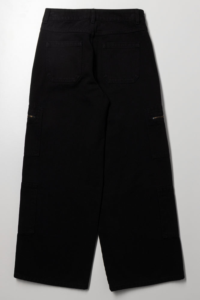 Cargo Denim Pants Black (2)