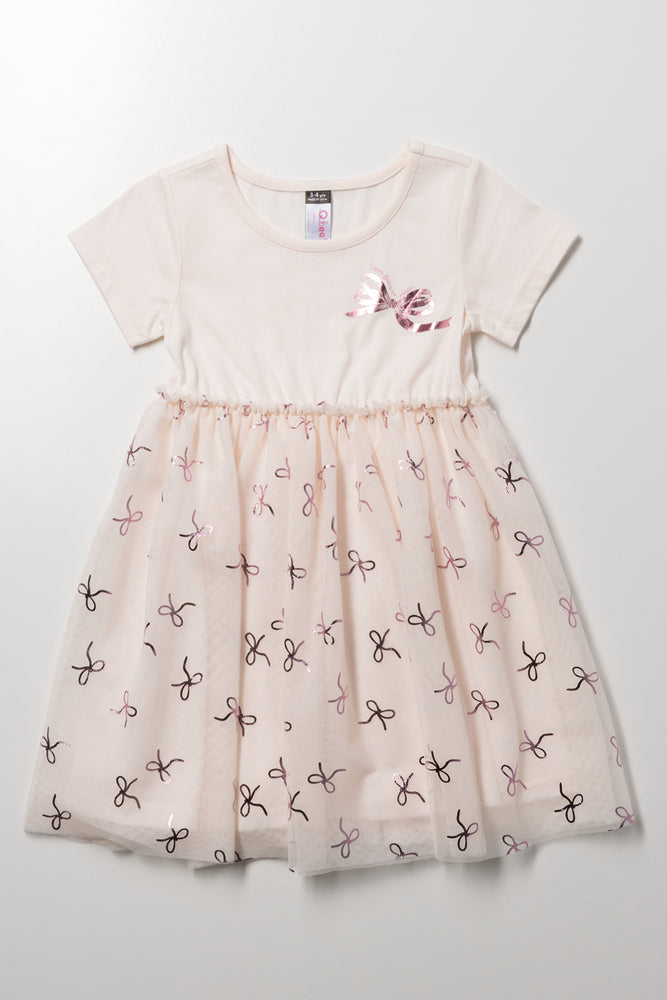 Bow Tulle Dress Cream