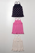 3 Pack Vests Bow Print, Pink & Cream (2)