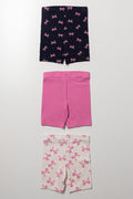 3 Pack Cycling Shorts Bow Print, Navy & Cream (2)