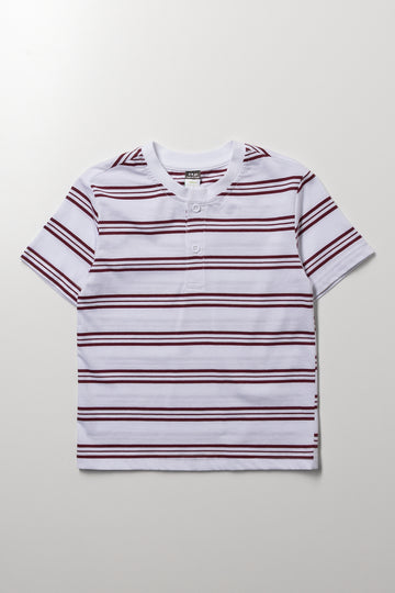 Striped Short Sleeve Henley T-Shirt