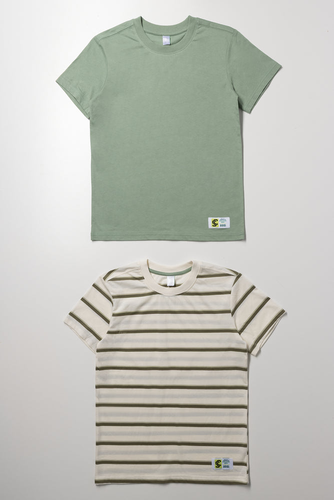 Green Striped 2 Pack T-Shirts