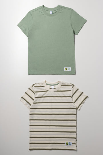 Green Striped 2 Pack T-Shirts