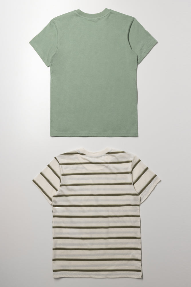 Green Striped 2 Pack T-Shirts (2)