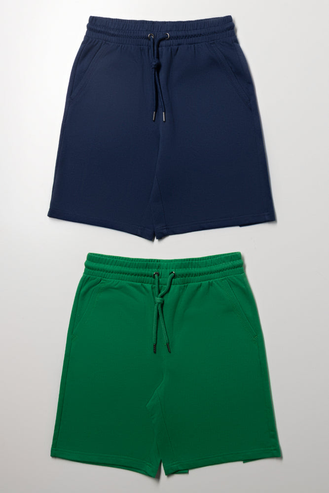 2 Pack Knit Shorts Navy & Green