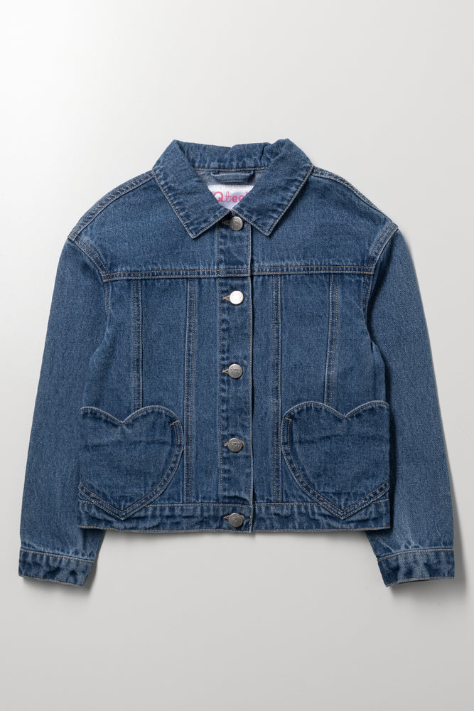 Denim Jacket with Heart Pockets