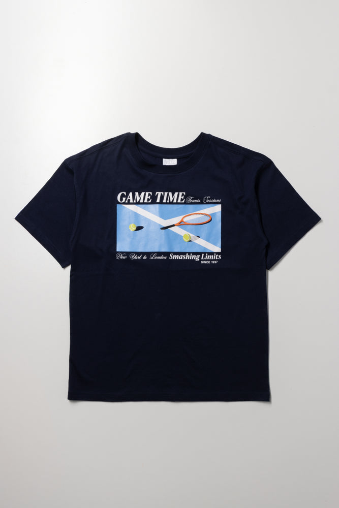 Navy Tennis Graphic T-Shirt