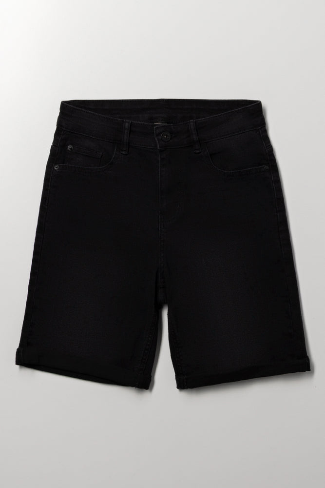 Versatile Black Denim Shorts