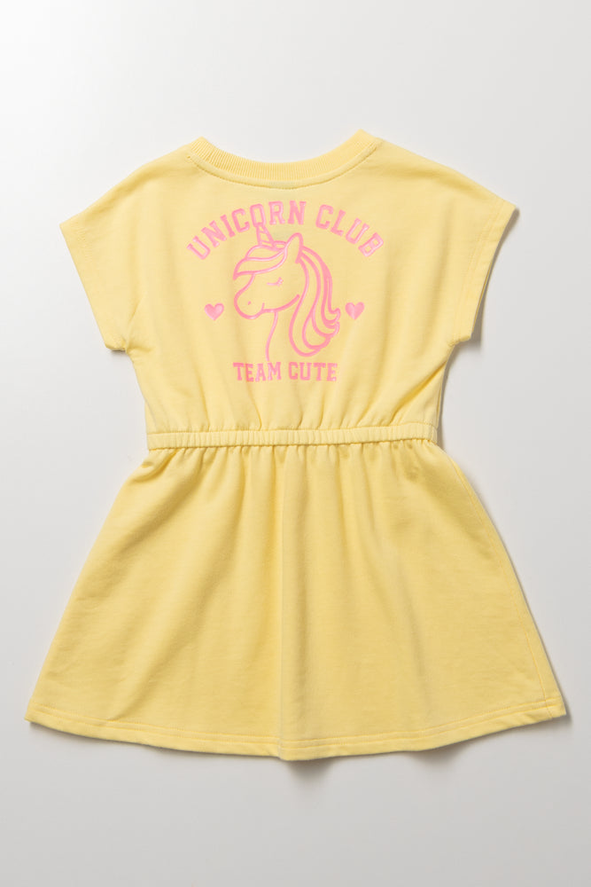 Yellow Unicorn Fleece Casual Dress (2)