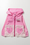 Pink Heart Detail Colourblock Windbreaker