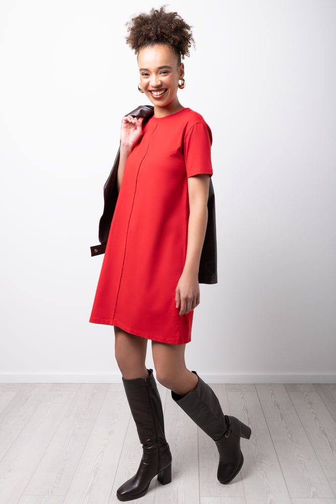 Red Pintuck T-Shirt Dress (1)