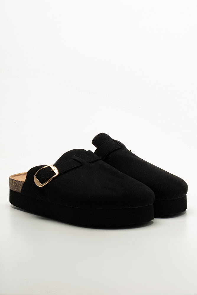 Buckle Mules Black