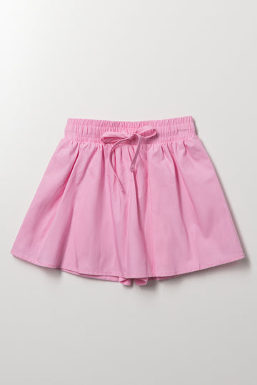 Pink Woven Skort With Tie
