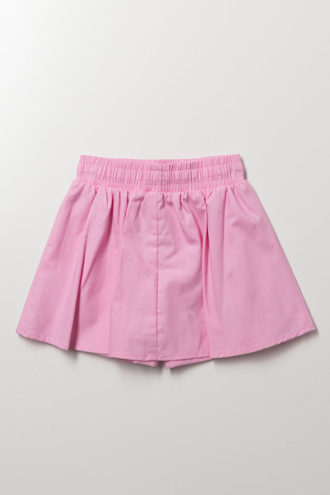 Pink Woven Skort With Tie (2)