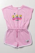Pink Minions Graphic Fleece Shortall