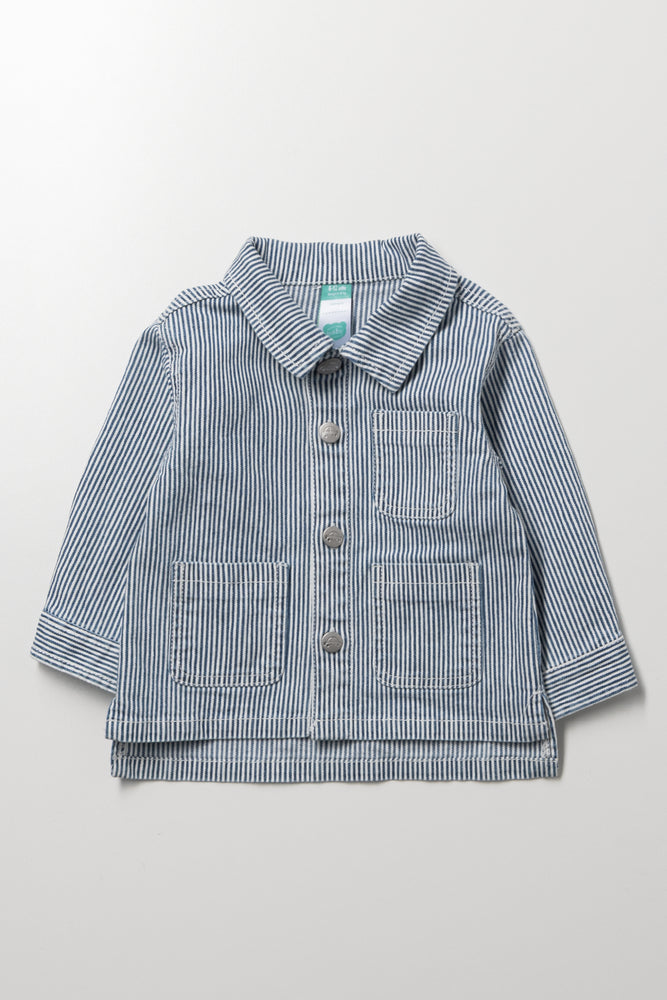 Blue Striped Denim Shacket