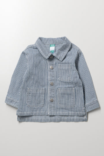 Blue Striped Denim Shacket