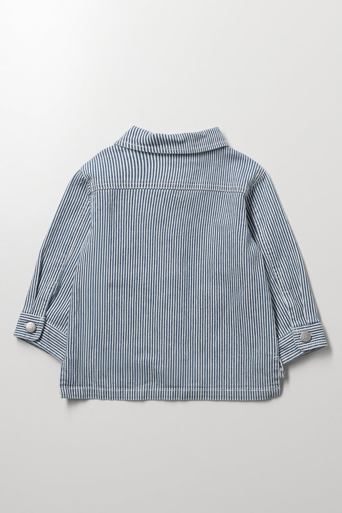 Blue Striped Denim Shacket (2)