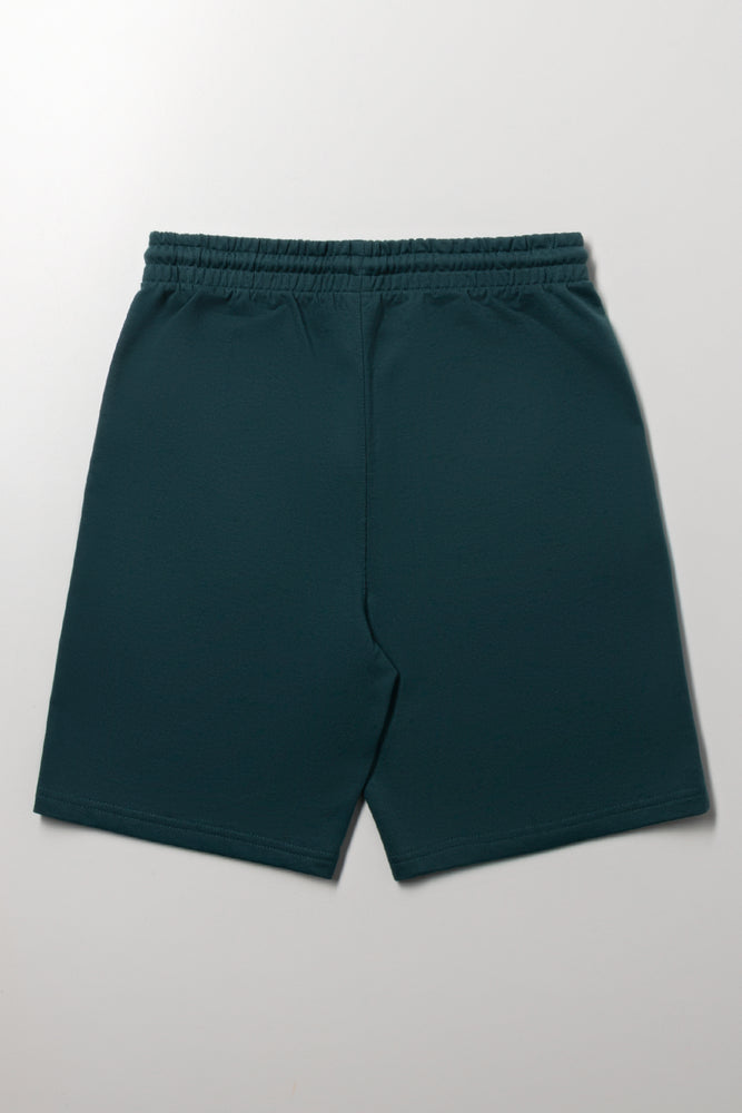Dark Green Embroidered Knit Shorts (2)