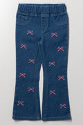 Bow Embroidered Flare Leg Jegging