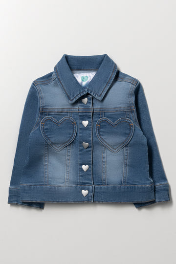 Denim Jacket with Heart Pockets