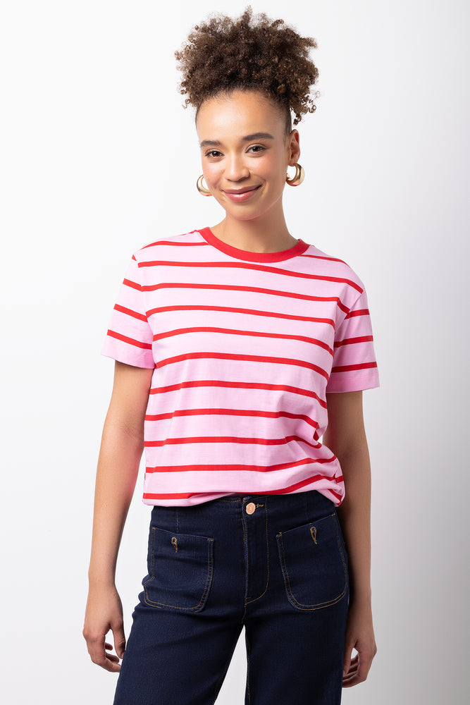 Pink and Red Striped T-Shirt